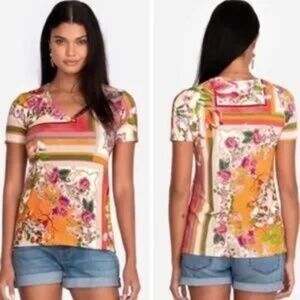 JOHNNY WAS Romantic Bamboo V-Neck Tee in XS
